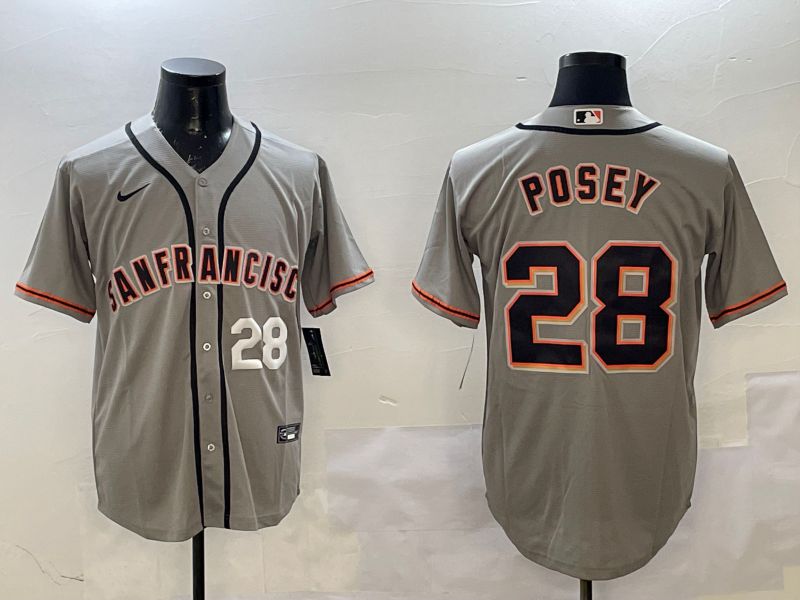 Men San Francisco Giants #28 Posey Grey Game 2025 Nike MLB Jersey style 2->san francisco giants->MLB Jersey